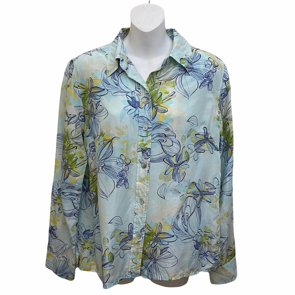 Liz Claiborne Floral Shirt Button Down Silk - Picture 1 of 10